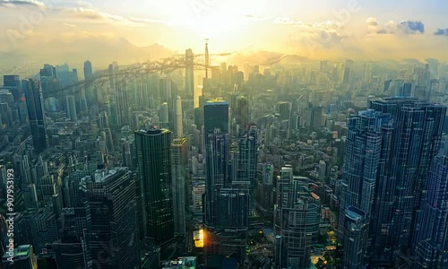 Wallpaper Mural Aerial View of a Cityscape at Sunset Torontodigital.ca