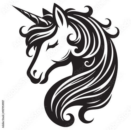 Wallpaper Mural Unicorn simple vector silhouette black and white. Torontodigital.ca