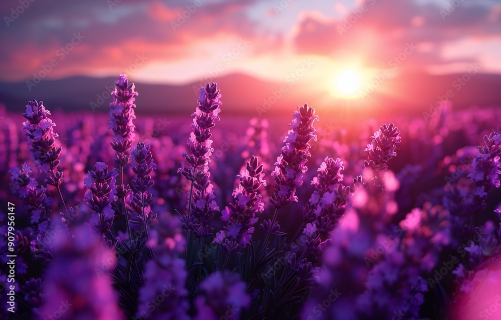 Lavender Field Sunset Landscape