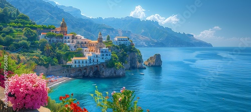 Atrani Town on Amalfi Coast, Italy