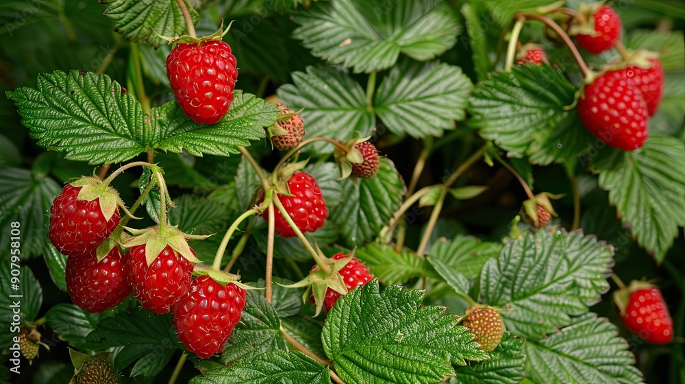 Ripe red berries dangle from the strawberry bushes. The crop is ripe and ready for picking. Illustration for banner, poster, cover, brochure, advertising, marketing or presentation. Ripe red berries dangle from the strawberry bushes. The crop is ripe and ready for picking. Illustration for banner, poster, cover, brochure, advertising, marketing or presentation.