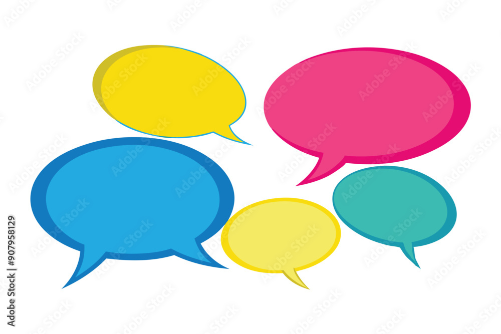 Five Colorful Speech Bubbles on White Background Five Colorful Speech Bubbles on White Background