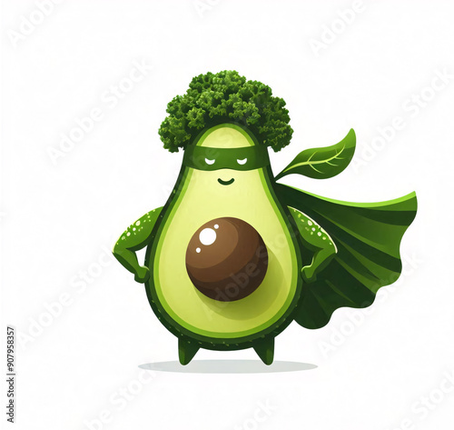 Avocado Superhero Health Hero Character illustration
