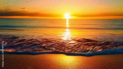 Colorful sunrise on the ocean beach, Morning over the sea.