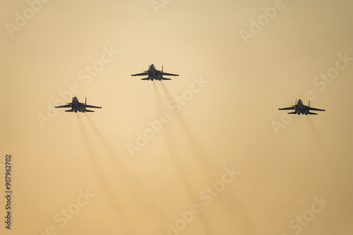 Fighter jet flyover during the Pitch Black Exercise 2024 at Mindil Beach in Darwin.
