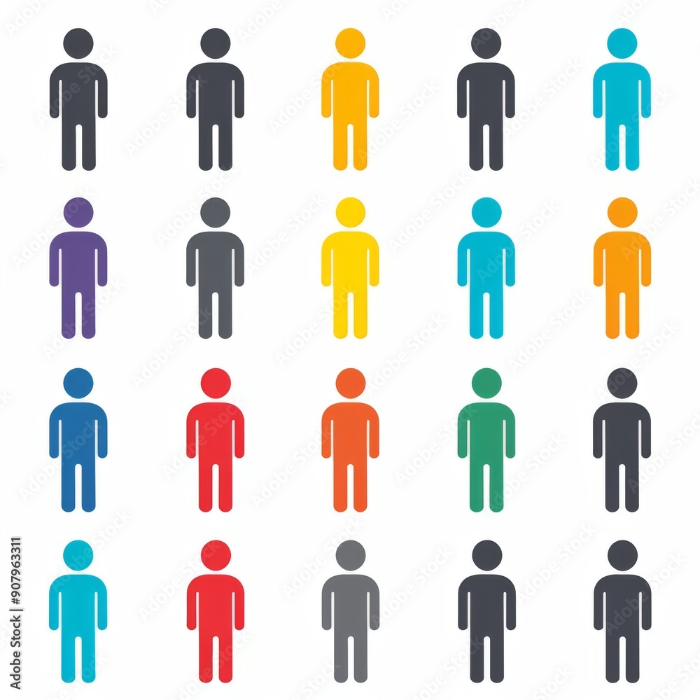Colorful abstract representation of diverse figures in a pastel graphic style. Generative AI Colorful abstract representation of diverse figures in a pastel graphic style. Generative AI