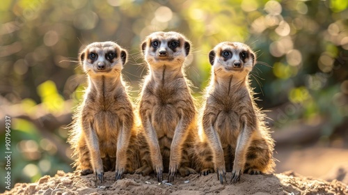 Wallpaper Mural three meerkats sitting on top of a mound of dirt Torontodigital.ca