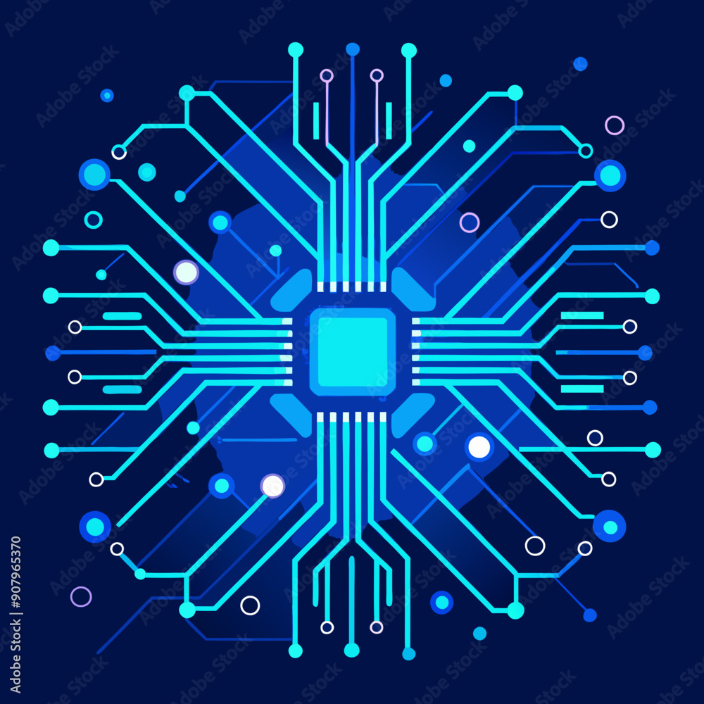thin circuit trace lines in blue on a dark thin circuit trace lines in blue on a dark