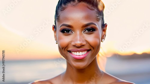 Wallpaper Mural Radiant Sunset Smiles at the Beach in California. Generative AI Torontodigital.ca