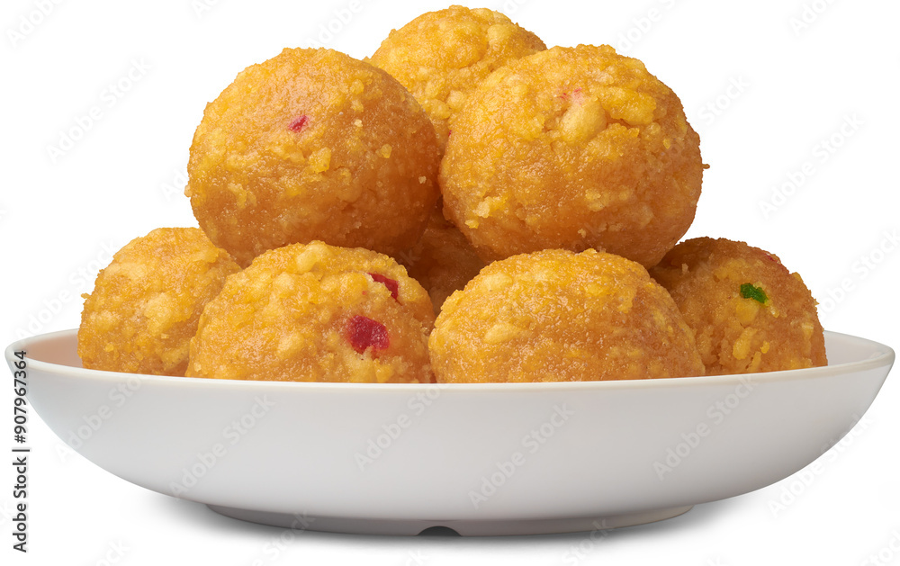 plate of laddu, laddoo or ladoo isolated white background, popular traditional Indian sweet treats made during festivals, religious ceremonies and celebrations plate of laddu, laddoo or ladoo isolated white background, popular traditional Indian sweet treats made during festivals, religious ceremonies and celebrations