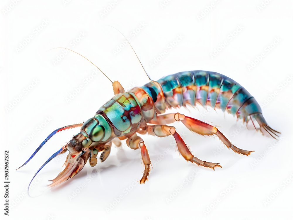 crayfish on white background, mantis shrimp crayfish on white background, mantis shrimp