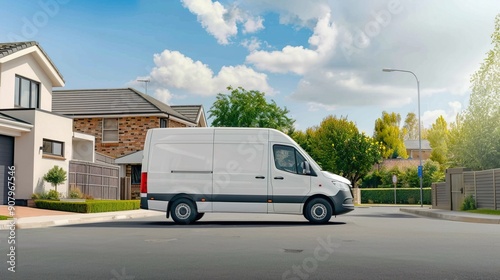 A minimalist delivery van at a rest stop, highlighting efficient transport systems.