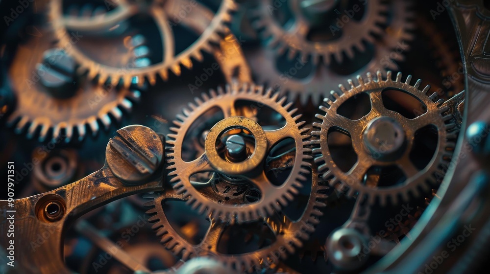 Intricate, interlocking gears showcase craftsmanship and precision, reflecting the complexity and beauty of mechanical design.