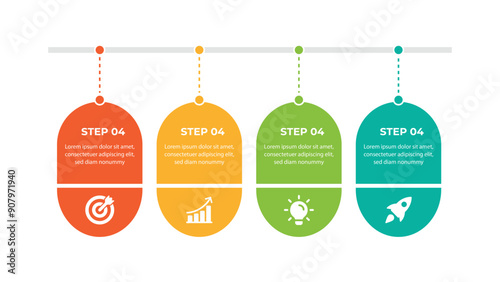 Infographic template featuring four steps with arrows illustrating a clear, sequential process for easy understanding.