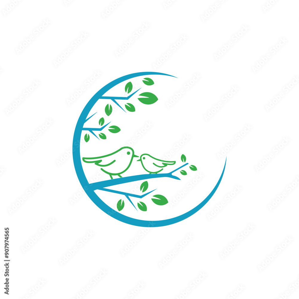 Fototapeta premium Premium nature Tree bird logo design - Earth Shohag :)