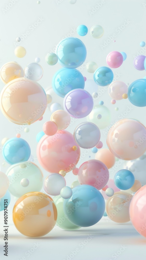 Background Reference of Pastel Color. Pastel Spheres in Floating in White Background Background Reference of Pastel Color. Pastel Spheres in Floating in White Background