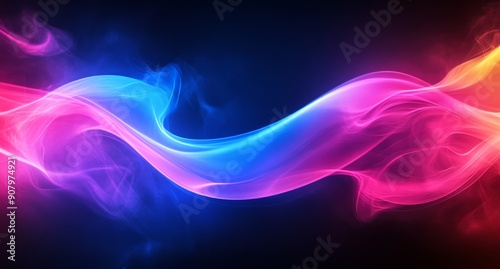 Colorful sound wave or music on dark background with copy space in pink and blue