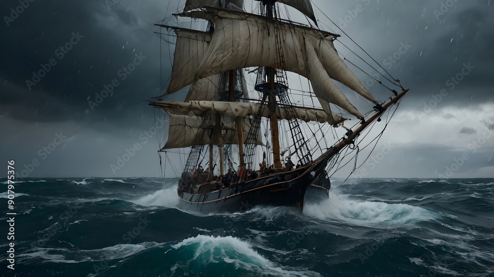 Portrait of a sailing ship in a storm
Portrait of a sailing ship in a storm