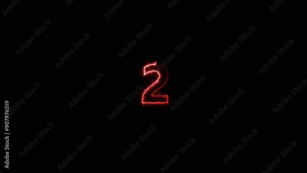 countdown timer neon glowing red color two 4k illustration on black background. two seconds timer 4k illustration. countdown timer neon glowing red color two 4k illustration on black background. two seconds timer 4k illustration.