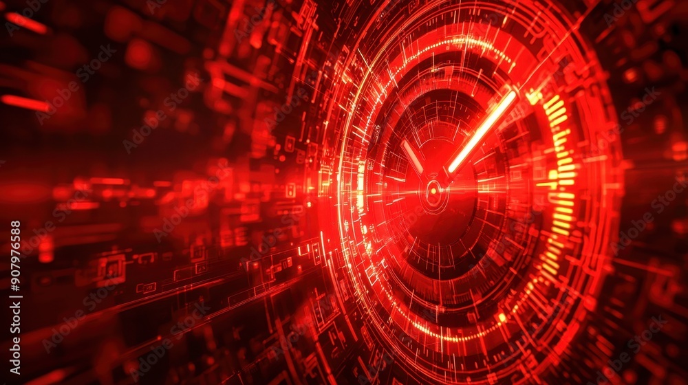 Fototapeta premium Deadline countdown timer with a red alert background, creating a sense of urgency.