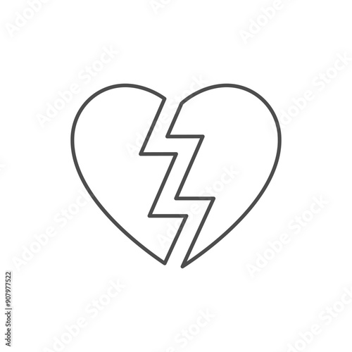 Broken heart line outline icon