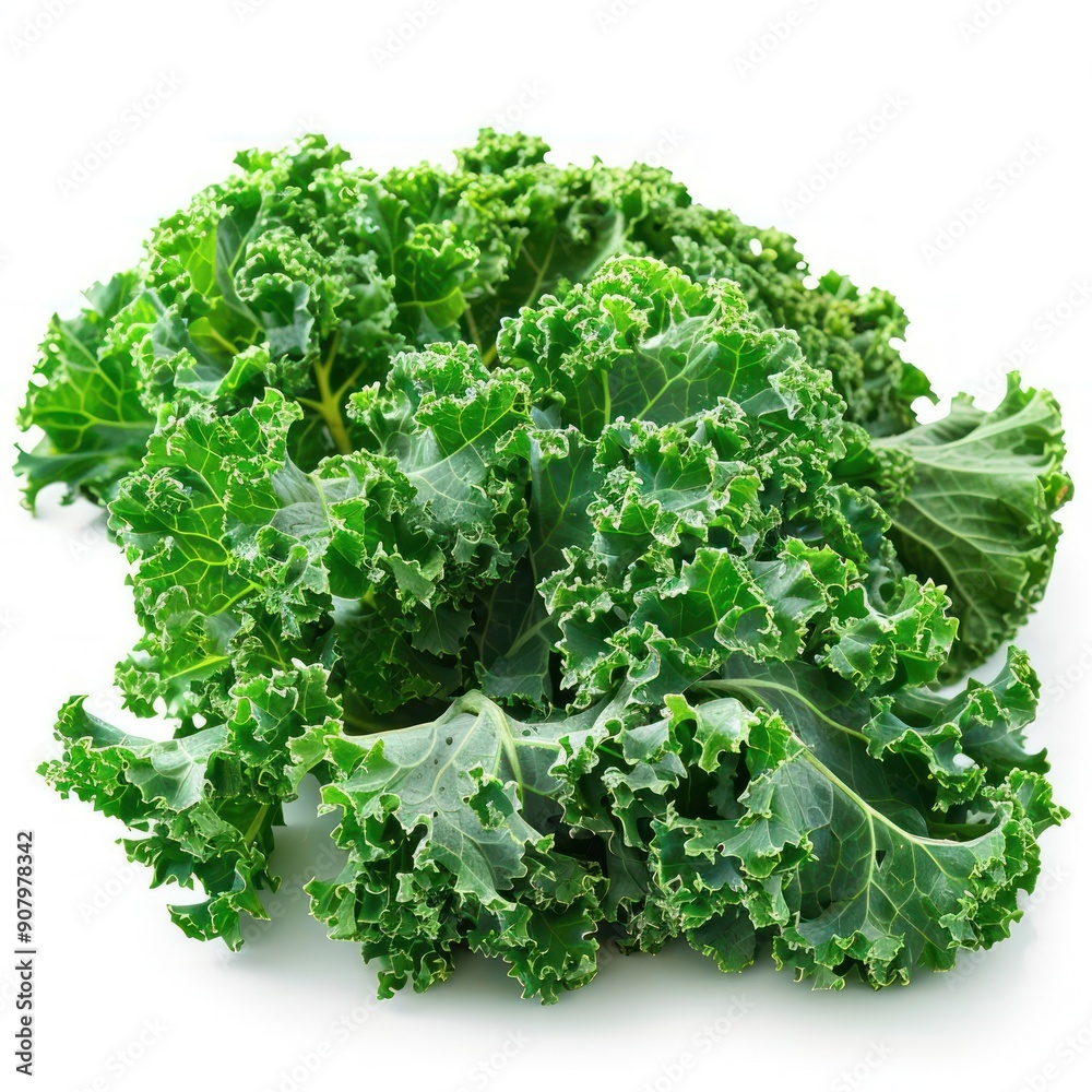 Obraz premium a pile of green leafy vegetables on a white surface