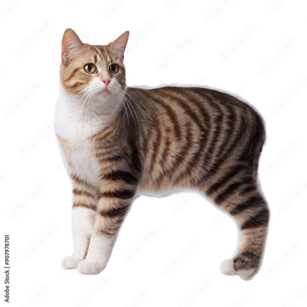 Obraz premium cat with shot tail isolated on transparent png.