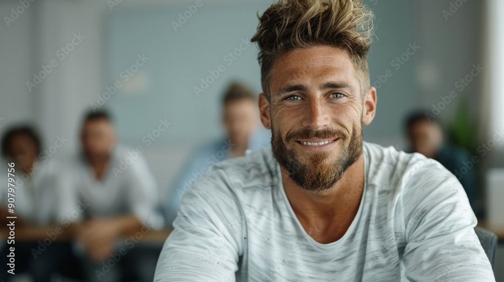Businessman relaxing Sitting happily smiling after meeting Businessman relaxing Sitting happily smiling after meeting