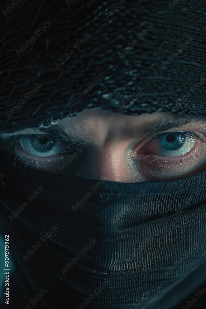 A man with a black scarf covering his face and eyes A man with a black scarf covering his face and eyes