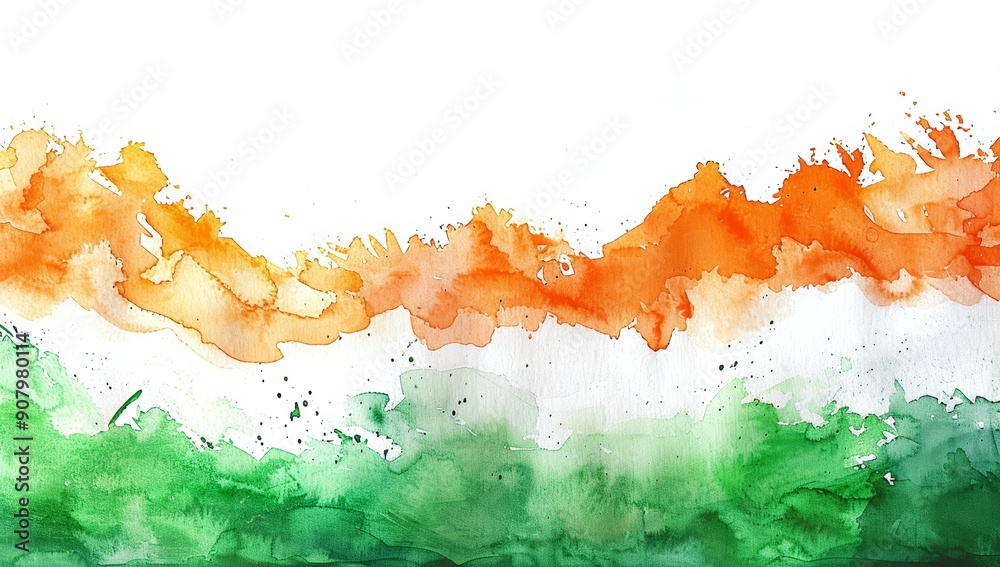 India independence day on the 15th of August concept. Creative colorful watercolor concept of the Indian flag on white background. Nationality, freedom and celebration concept. India independence day on the 15th of August concept. Creative colorful watercolor concept of the Indian flag on white background. Nationality, freedom and celebration concept.