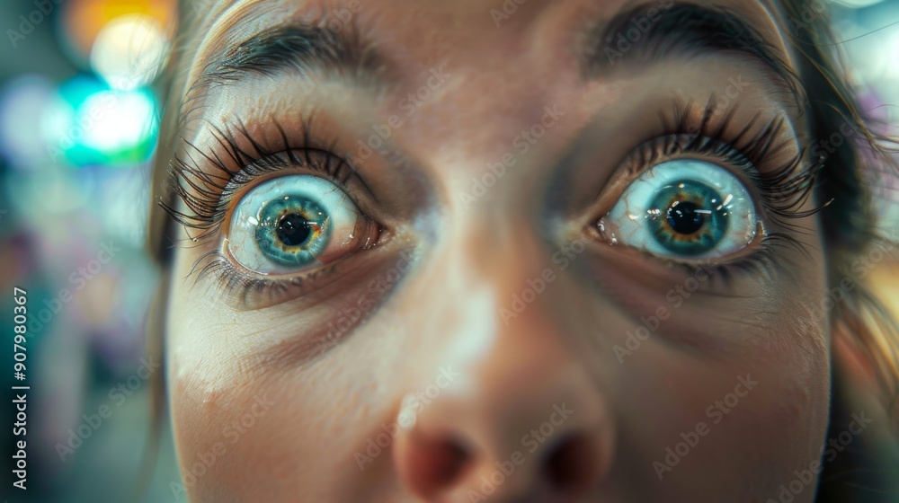 Closeup of a Woman's Eye with a Look of Fear.