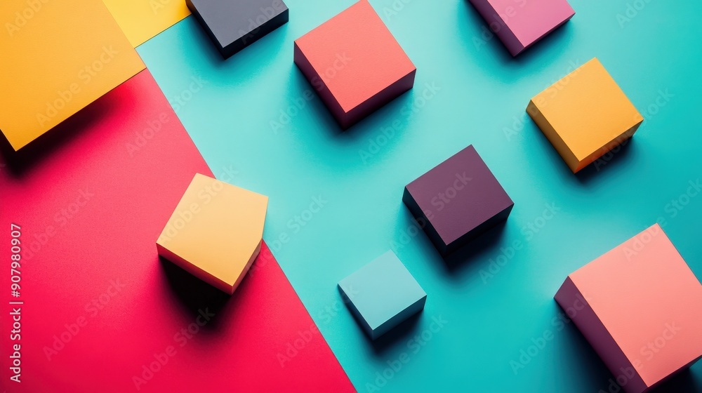 Colorful geometric shapes arranged on a vibrant background, perfect for modern design and artistic projects. Colorful geometric shapes arranged on a vibrant background, perfect for modern design and artistic projects.