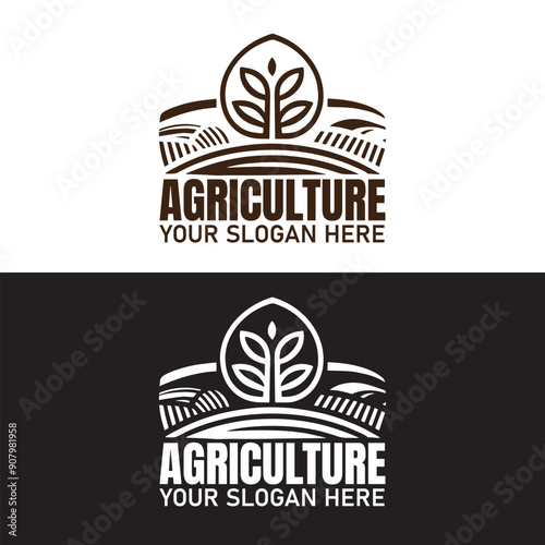 landscape, agriculture and lawn care farm  natural logo design photo