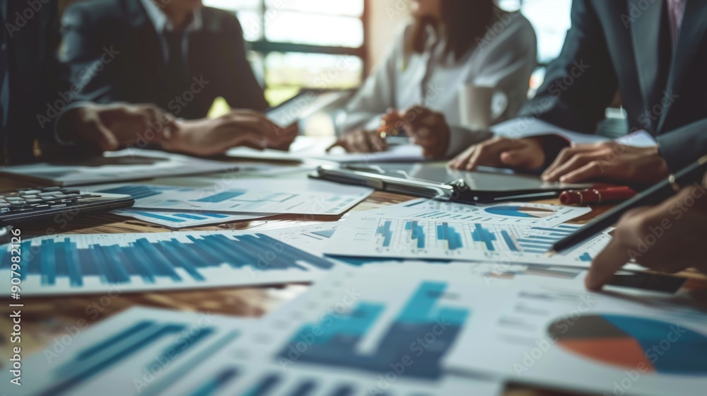 Business Meeting with Charts and Graphs. Business Meeting with Charts and Graphs.
