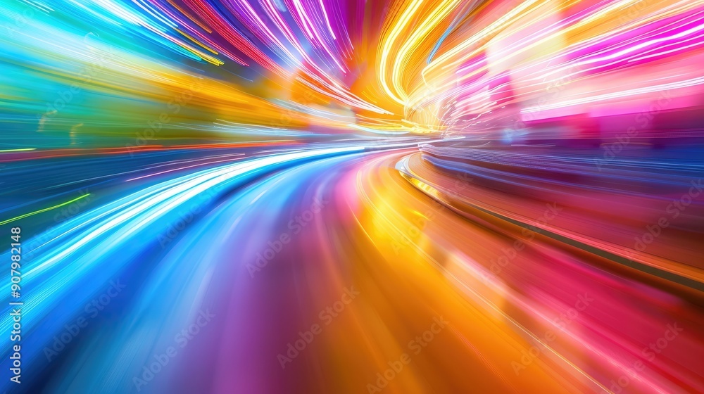 Blurred light trails in various colors provide a dynamic and energetic abstract background. Blurred light trails in various colors provide a dynamic and energetic abstract background.