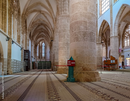 Interior of the Lala Mustafa Pasha mosque, originally known as the Cathedral of Saint Nicholas in Famagusta, the largest medieval building, north Cyprus photo