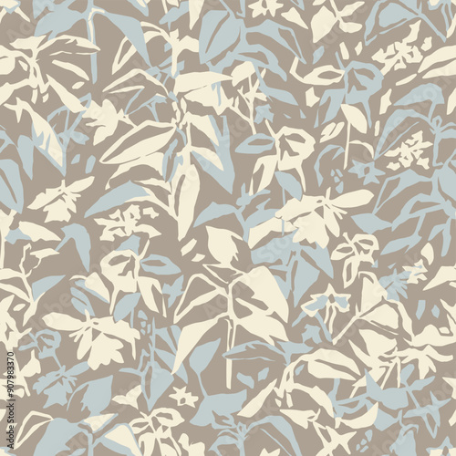 Vector botanical illustration seamless repeat pattern digital artwork