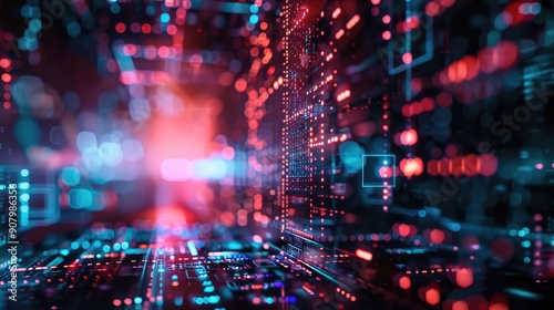 Wallpaper Mural A futuristic abstract background with neon lights and digital glitches, ideal for tech-themed projects. Torontodigital.ca