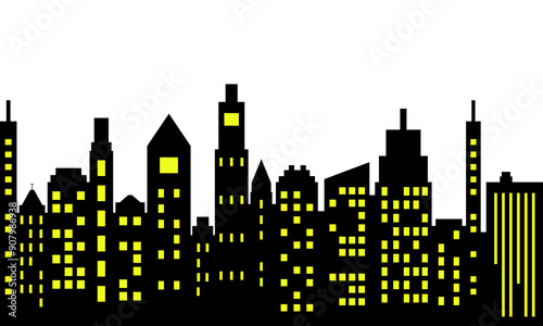 The silhouette of a glamorous city and buildview