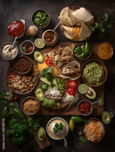 Vibrant and Flavorful Mexican Taco Feast Celebrating Diverse Toppings and Authentic Mexican Cuisine