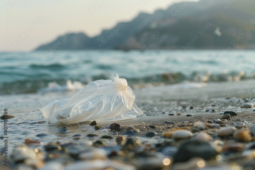Two white plastic bags are bunched together. Two white plastic bags are bunched together.