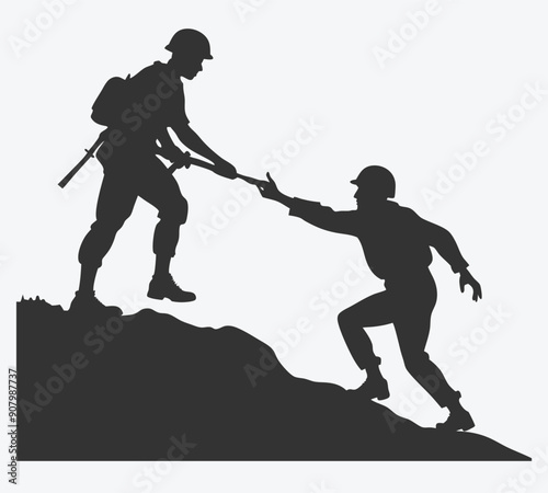 United in Strength, A Powerful Illustration of Two Soldiers Holding Hands in Solidarity