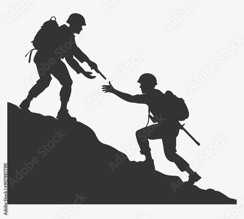 United in Strength, A Powerful Illustration of Two Soldiers Holding Hands in Solidarity