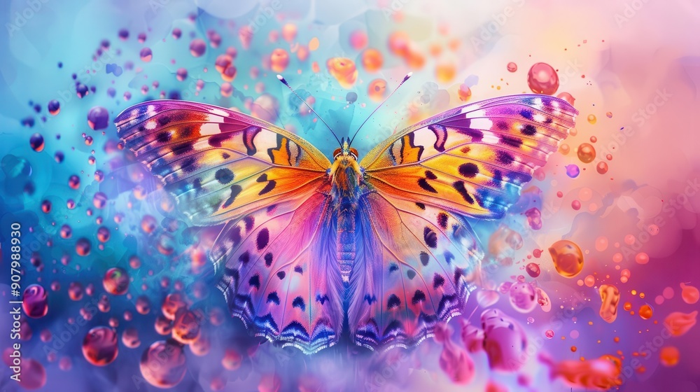 A psychedelic depiction of a butterfly with swirling patterns and bright colors, Psychedelic, Neon hues, Watercolor A psychedelic depiction of a butterfly with swirling patterns and bright colors, Psychedelic, Neon hues, Watercolor