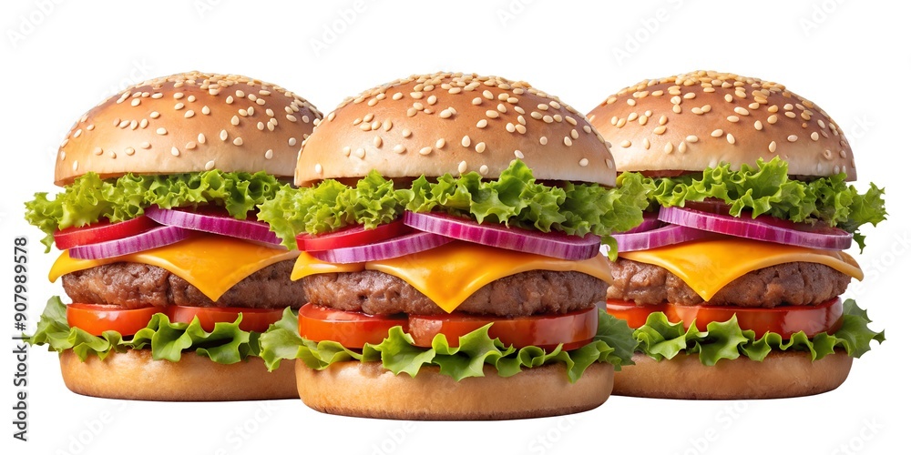Set of best selling burger isolated on transparent background. Set of best selling burger isolated on transparent background.