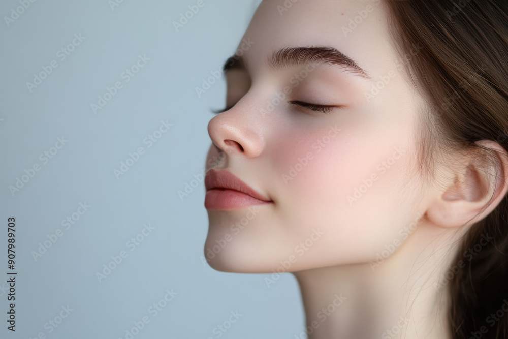 Fototapeta premium A close up of a girl's face with her eyes closed