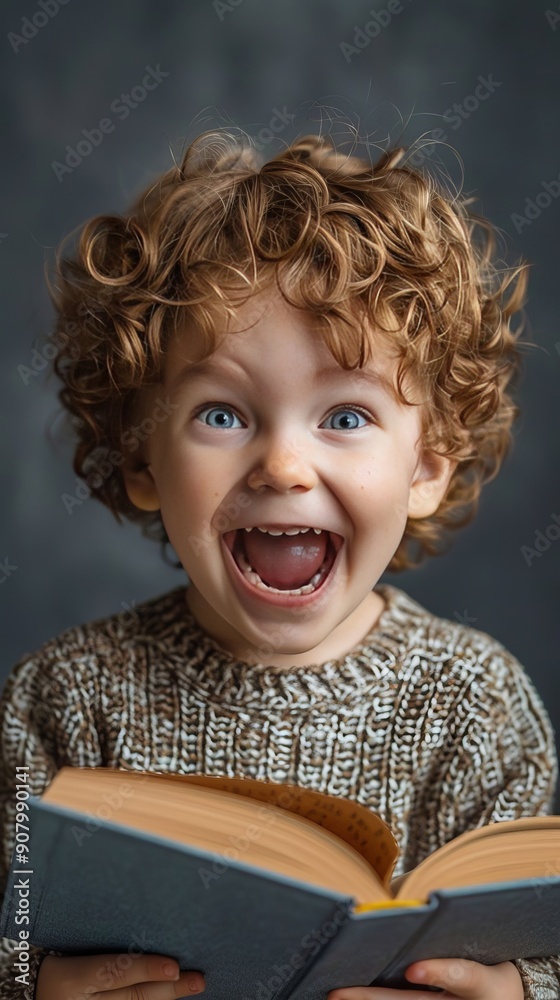 Smiling Happy Baby Reading a Book Smiling Happy Baby Reading a Book