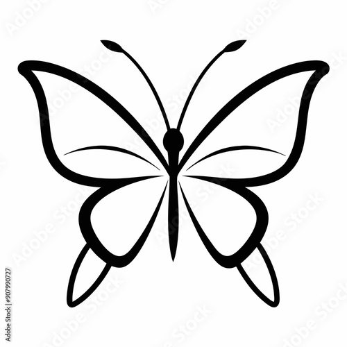Discover elegance in this butterfly vector illustration with delicate line art on a white background perfect for creative designs and projects