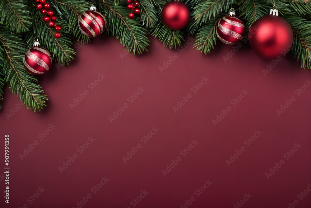 christmas background with branches and balls christmas background with branches and balls