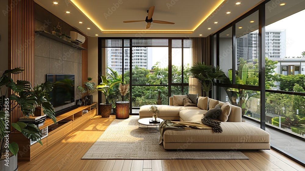 Modern Living Room with a View Modern Living Room with a View